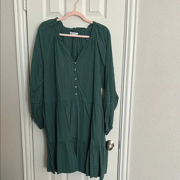 Anthropologie Green Button-Down Dress - Picture 1 of 8